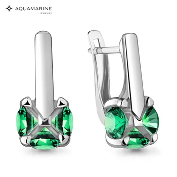 

Earrings with AQUAMARINE nanoizumrudami, Silver 925