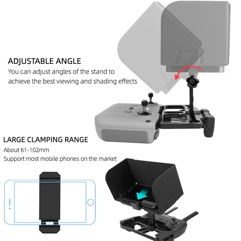 Remote Control Phone Holder Sun Hood Adjustable Bracket With Sunshade Hood Lanyard For DJI Mavic Air 2/Mini/Air/Mavic Pro/Spark