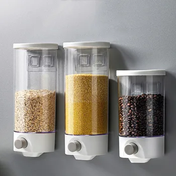 

Grain Storage Box 1000/1500 ML Wall Mount Cereal Food Storage Container Kitchen Cereal Rice Bean Sealed Can Oatmeal Dispenser