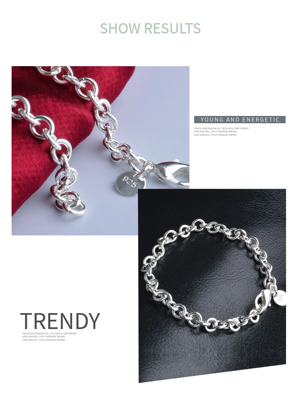 Aravant 925 Sterling Silber 6mm Glieder kette Armband für Damen Modeschmuck – Detail 2