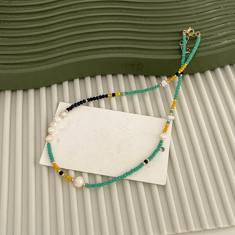 women exquisite small freshwater pearls necklace handmade adjustable beaded choker - Image 3