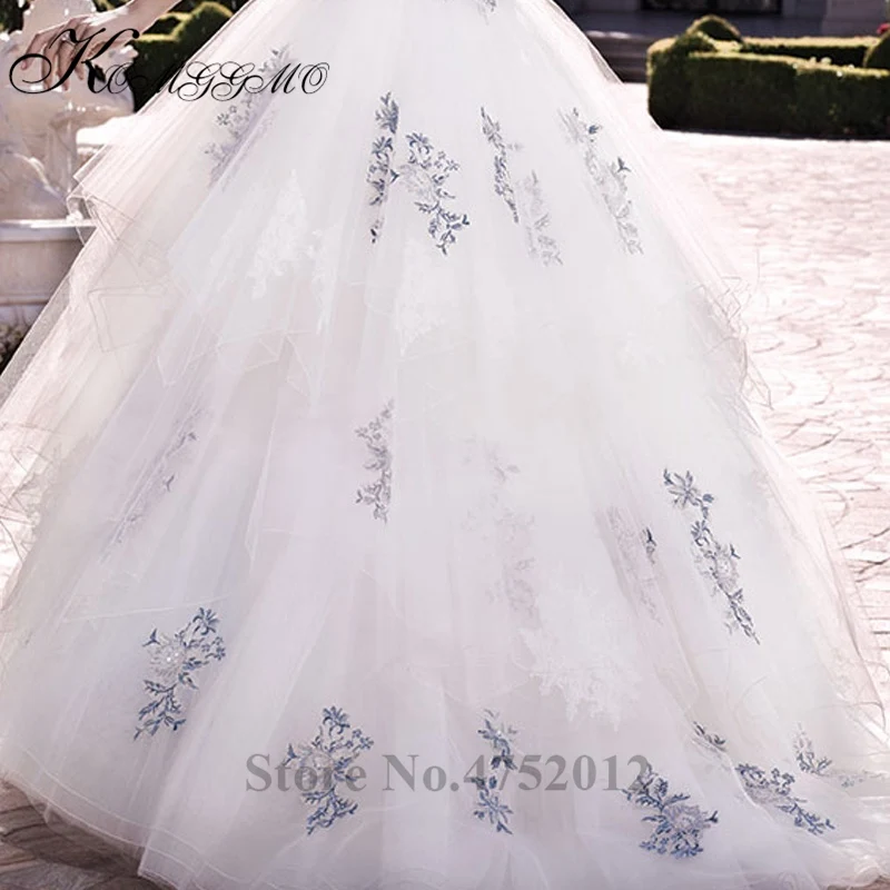 Custom Made Court Train Lace Appliques Tulle Bridal Ball Gown Luxury Princess Strapless Robe De Mariée Backless Wedding Dress