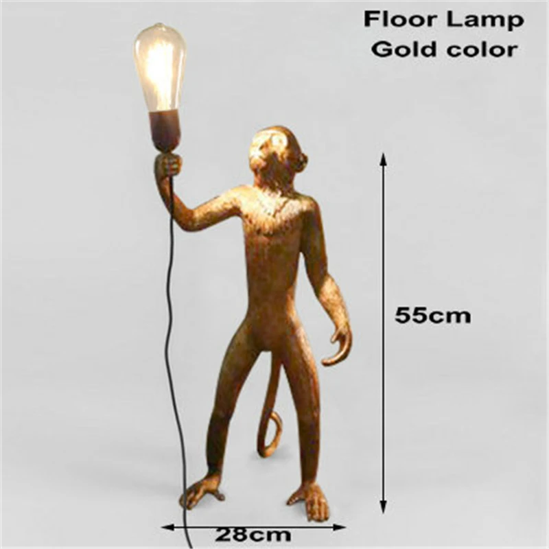 Современная лампа в форме обезьяны веревка черные подвесные светильники освещение Nordic Art скандинавские реплики Смола Seletti кухня подвесной светильник - Цвет корпуса: Gold Floor Lamp