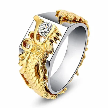 

Hot selling domineering dragon pattern color ring gold men and women faucet ring wholesale lots bulk