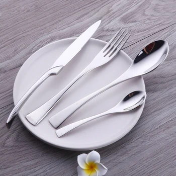 

4pcs/set Silver Luxury Cutlery Dinner Set Stainless Steel Dinnerware set Knife Fork Tablespoon Teaspoon Restaurant Flatware set