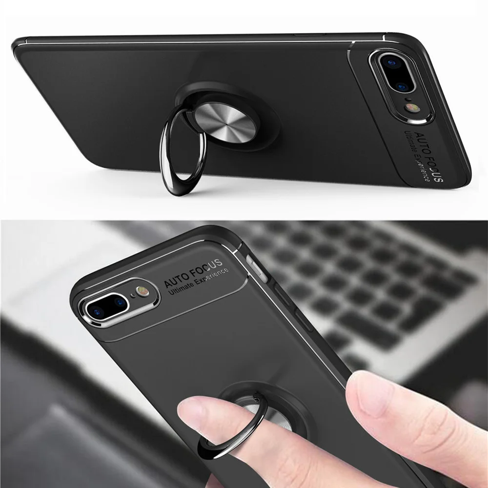 Чехол для iPhone 6 6s 7 8 Plus X Xs чехол для MAX XR Kleurrijke Metalen Magnetische Ring Houder Zachte Siliconen TPU Роскошный чехол для iPhone