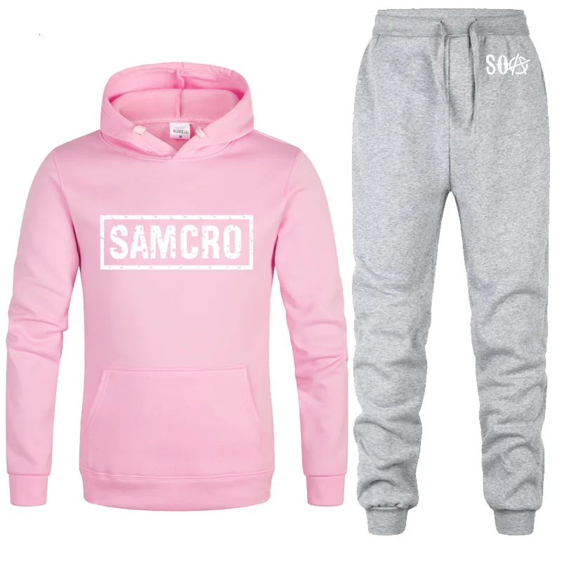 SOA Sons of anarchia/Детские модные толстовки с принтом «SAMCRO» для мужчин; теплая флисовая толстовка в стиле хип-хоп; мужские толстовки с капюшоном и штаны; костюм из 2 предметов - Цвет: 805