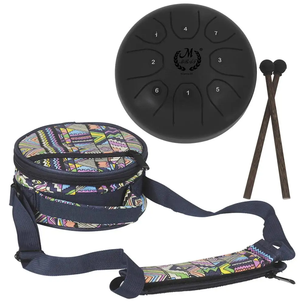 Black MMBAT/Mebite 5,5 дюйма мини-стальной язык барабана Handpan Brahma барабана эфирного барабана музыкальное оборудование - Цвет: Black