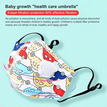 

4-10 years old Cute Children's Mask with Valve 10pcs Filter Breathable Cotton Soft and comfortable Anti Smog Dust and Pollution