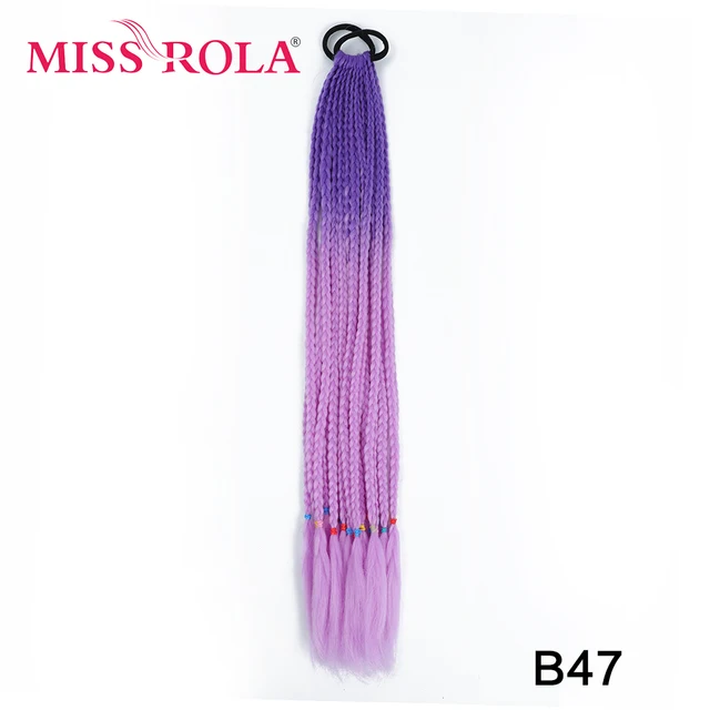 Synthetic Chignon Hair 60cm Hair Color Gradient Dirty Braided Ponytail Women Elastic Hair Rubber Band Hair Accessories Headband B47
