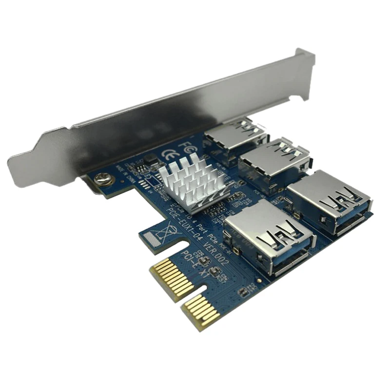 

Hot Pcie Pci-E Pci Express Riser Card 1X to 16X 1 to 4 Usb 3.0 Slot Multiplier Hub Adapter for Bitcoin Mining Miner Btc Devices