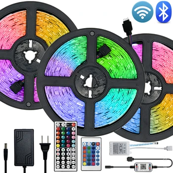

LED Luces Lights Strip Bluetooth RGB 5050 2835 SMD Flexible Ribbon Waterproof RGB 5M 10M 15M Tape Diode WiFi Control LED Light