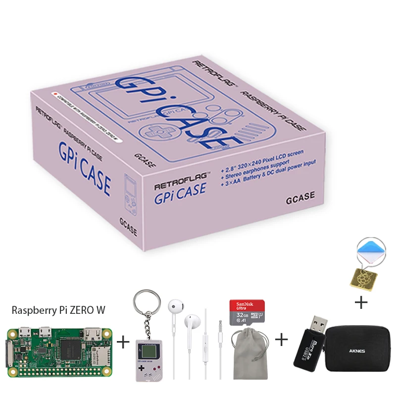 

In Stock! Retroflag GPi CASE Kit for Raspberry Zero W with 32G Micro SD Card Heatsink Carrying Bag