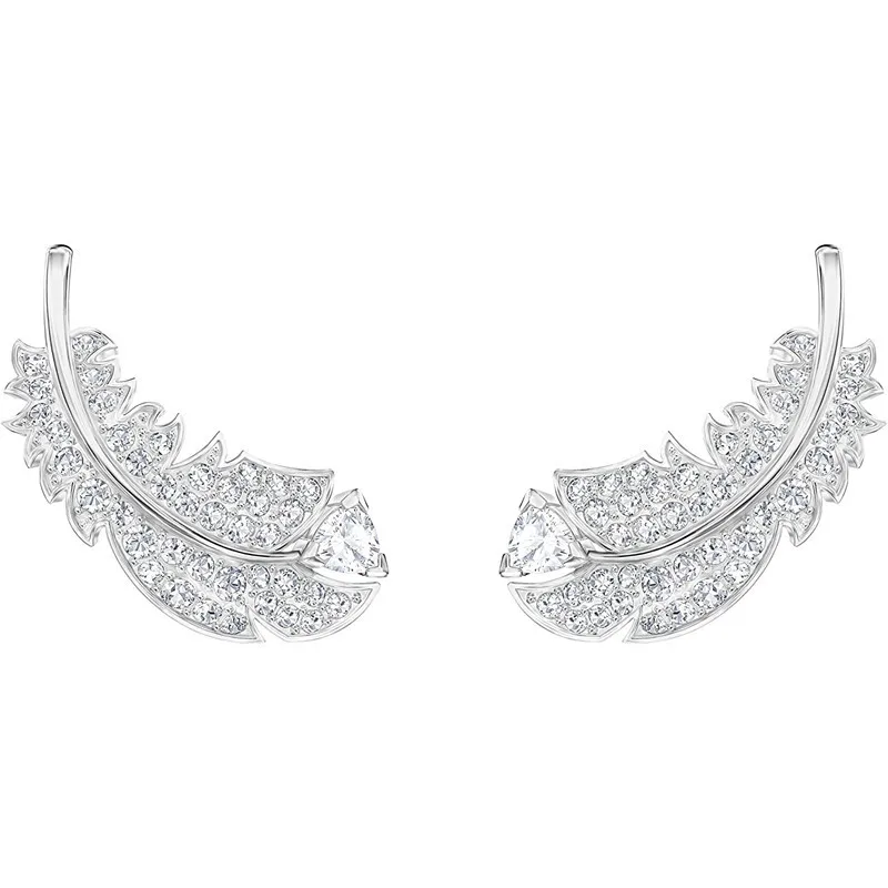 Gorgeous Feather Stud Earrings for Women Wedding 925 Silver - Image 2