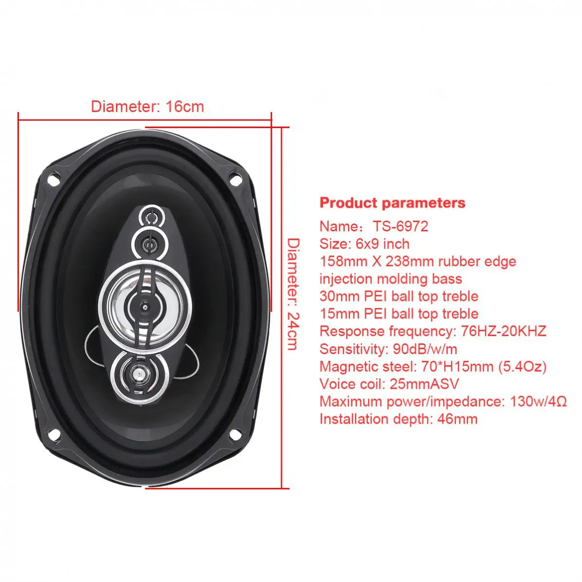 2pcs 6x9" 800W Car Coaxial Auto Audio Music Stereo Full Range Frequency Hifi Speakers Non-destructive Installation