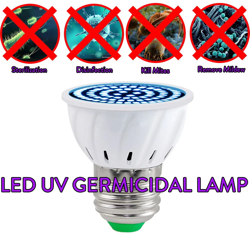 E27 B22 E14GU10MR16 UV Bactericidal lamp led UVC Germicidal Light Led Disinfection Kill Germs Mite Light Bulb LED Ozone Lampada