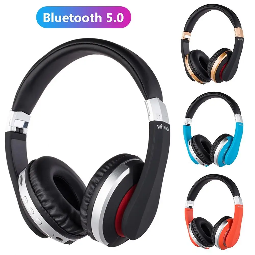 Foldable Wireless Bluetooth 5.0 Over-Ear Headphone Heavy Bass Stereo Headset With Mic