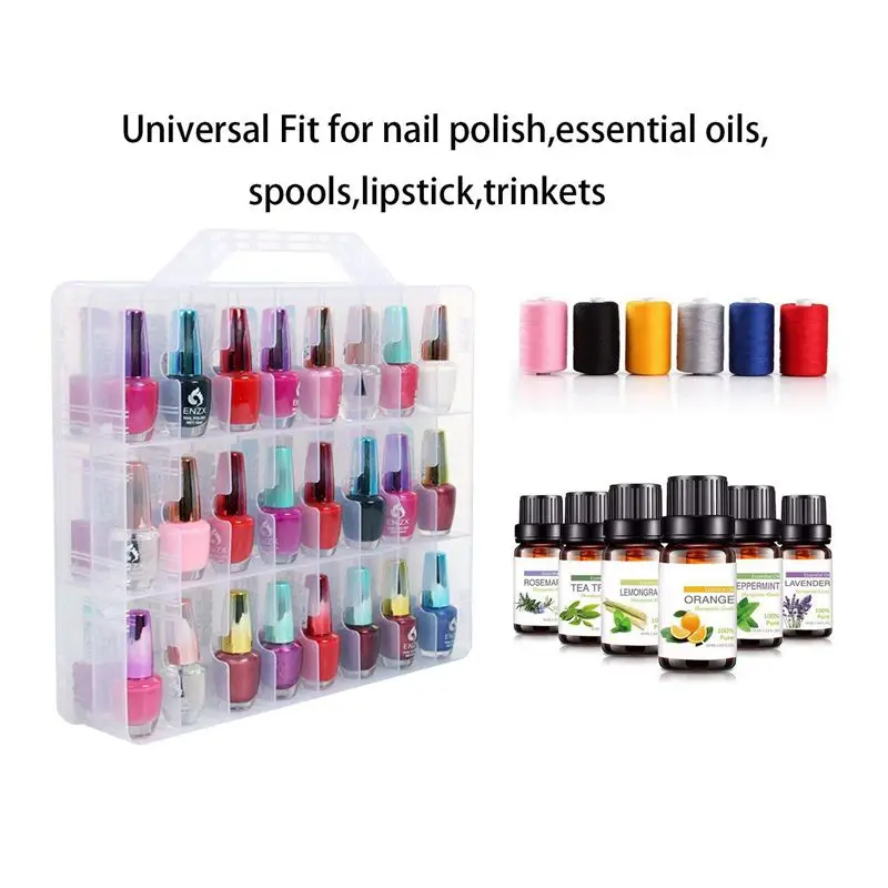  Nail Polish Organizer HolderPortable Universal Clear Double Side Organizer and Thread Storage Case 