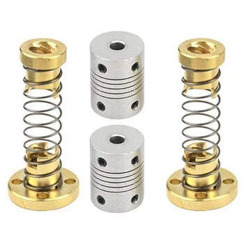 

T8 Anti Backlash Spring Loaded Nut Elimination space Nut(2Pcs)+Flexible Couplings 5mm to 8mm Stepper Motor Coupler(2PCS)