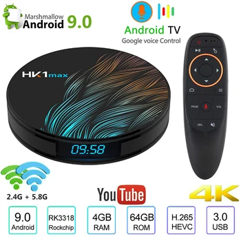 

Android 9.0 HK1 MAX Mini Smart TV Box 2.4G/5G Wifi Quad-Core BT 4.0 Set Top Box Media Player 4G 32G 64G PK TX6 H96 X96 MAX