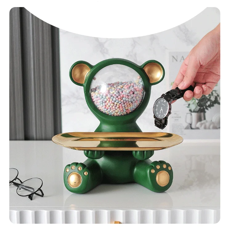 Cute Astronaut Bear Abstract Statue Decoration Table Ornaments for Home Dest Key Pearls and Jewels Storage tray Bear Figurine Home Décor