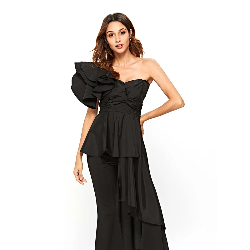 

2019 Women Sexy Slash-Neck Ruffled Shirts Lotus Irregular Blouses Short Sleeve Skew Collar Spring Summer Off Shoulder Korean Top