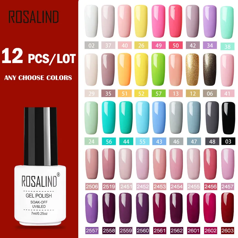 (12 unids/set) Conjunto de esmaltes de uñas de Gel ROSALIND para Kit de extensión de uñas Gel lacado UV lámpara LED de diseño acrílico juego de manicura de uñas|Conjuntos y kits| - AliExpress