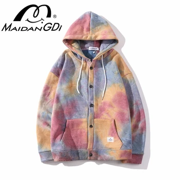 

MAIDANGDI 2020 Spring Autumn New Men's Coats Male's 100% Solid Cotton Casual Streetwear Teenager Single-Breasted Loose Clothes