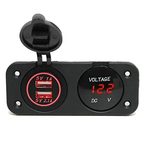 DC 12 V-24 V светодиодный цифровой вольтметр+ двойное USB Автомобильное зарядное устройство для мотоцикла 2.1A/1A для автомобиля мотоцикла зеленый синий красный - Цвет: Красный
