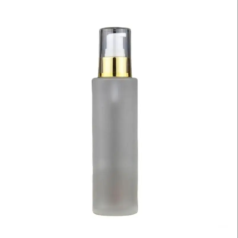 

120ML frosted glass bottle with gold press pump for serum/lotion/emulsion/ foundation/gel/essence cosmetic packing glass bottle