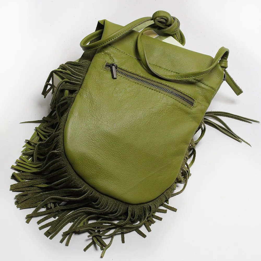 Натуральная яковая кожа, женская сумка с кисточками, Ретро стиль, богемная бахрома, сумка-мессенджер, женская Настоящая сумка на плечо