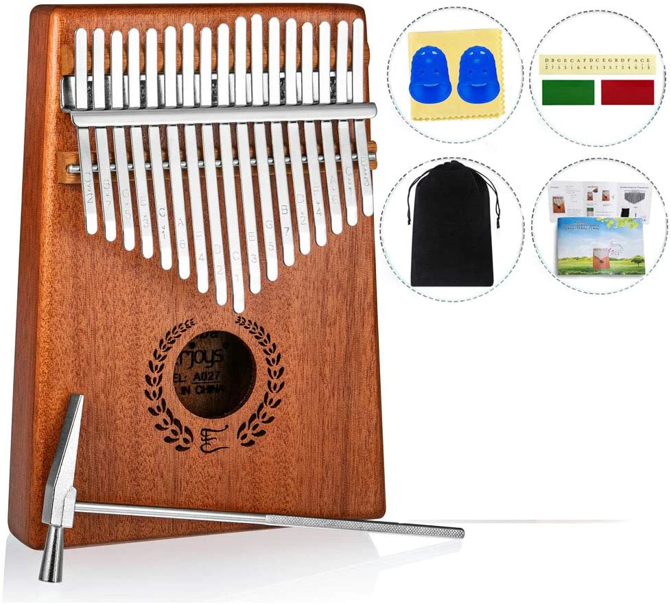 Fast to Learn Songbook Portable Mbira Finger Piano w/Protective Case Tuning Hammer All in One Kit Kalimba Thumb Piano 17 Keys 