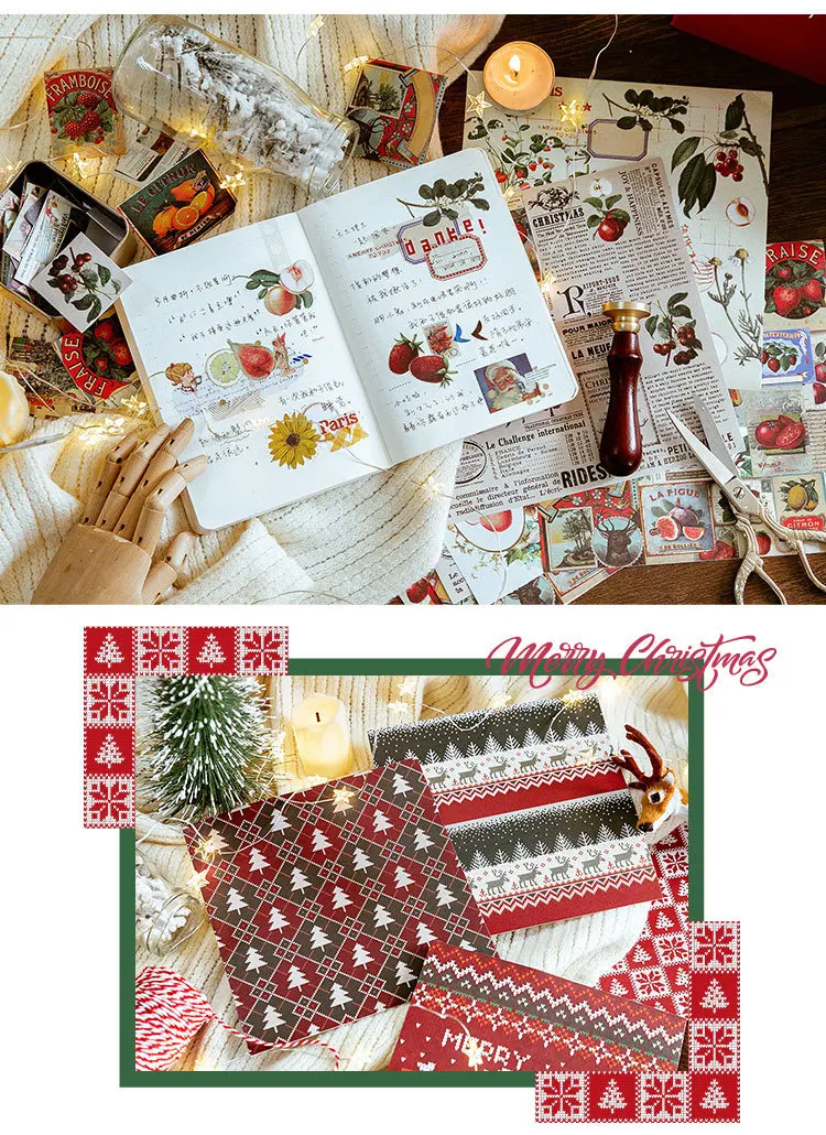 Рождественские наклейки в стиле ретро, декоративные наклейки kawaii bullet journal, рождественские наклейки