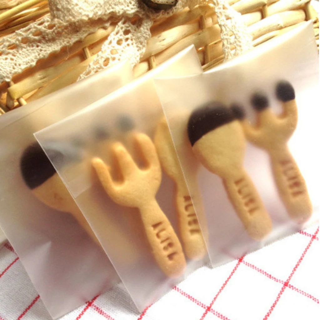 Set Of 100 Bags Sachets Bags For Cakes Candy Biscuits, Made Of Cellophane