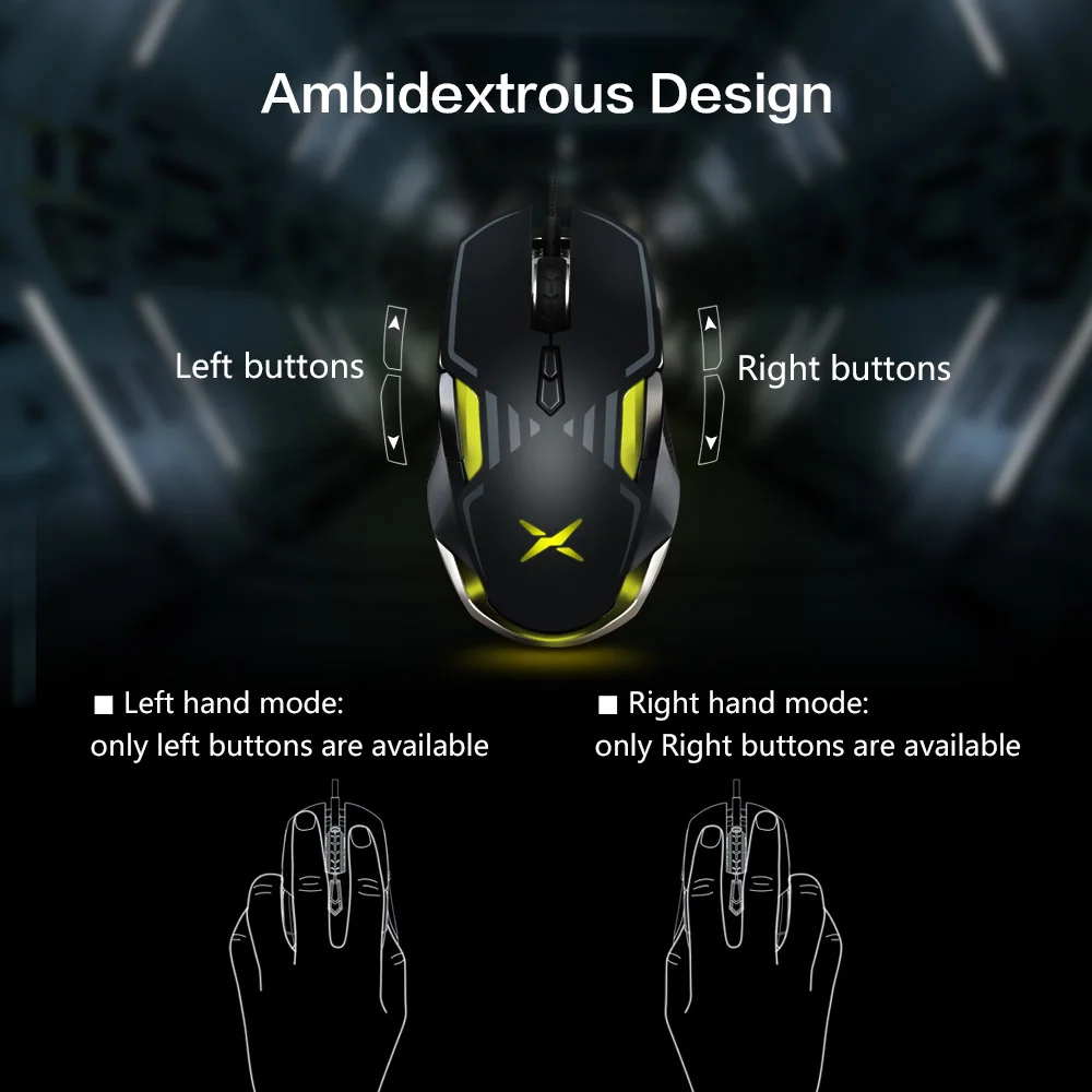 Delux M628 PMW3389 Sensor 16000 DPI Gaming Mouse 9 Buttons 50G ACC RGB Wired Optical Both Hands Mic