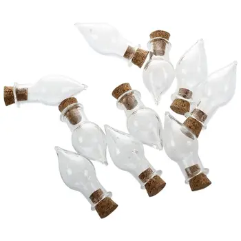 

NEW-Mini Glass Bottles Jars with Cork Wish Note Craft Bottle Pack of 10 Drop Shape Transparent