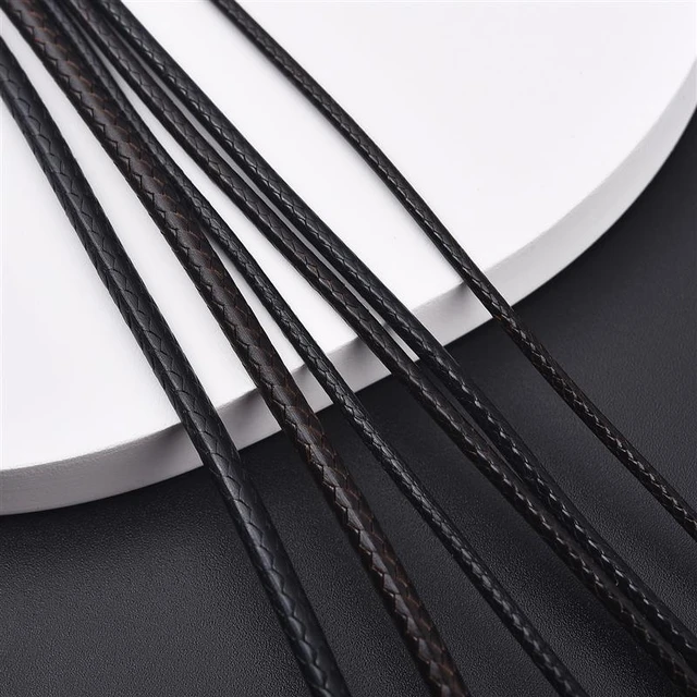 50Pcs/lot 1.5/2mm Leather Necklace Cord With Lobster Clasp Wax