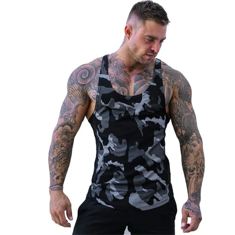 

Summer Men Vestof ice silk vest man slim Tight wide shoulder V-neck sleeveless undershirt men top Military training camouflage f