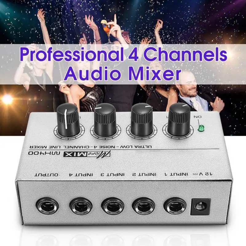 4 Channel Audio Mixer Portable Mini Micro Low Noise Karaoke Stereo Mixer For Family KTV