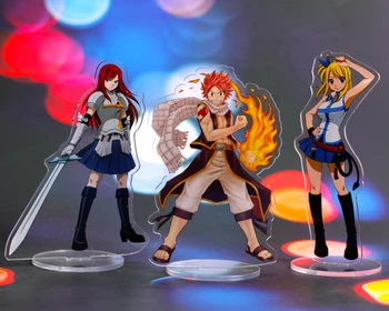 

16 cm Anime Fairy Tail Acrylic Stand Model Toys two-sided Natsu Lucy Erza Action Figure Pendant toy gift