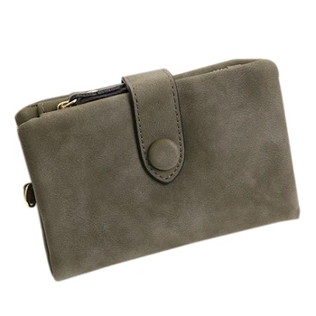 

Wallet For Women Trifold Small Female Purse Scrub Leather Women Wallet Short Soild Zipper Coin Purse Card Holders Armygreen