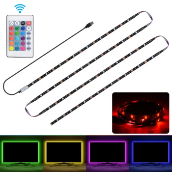 

USB LED Strip Light 5050 RGB 16 Colors with RF Remote Controller P65 Flexible Ambilight Lights TV PC Background Lightgting