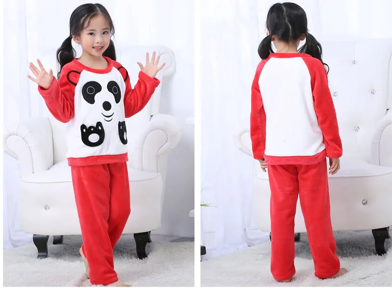 pajama sets cheap Winter Warm Children's Pajamas Set Flannel Long Sleeve Kids Homewear Suit Cartoon Coral Fleece Boys Pijama Girls Sleepwear Set expensive pajama sets	