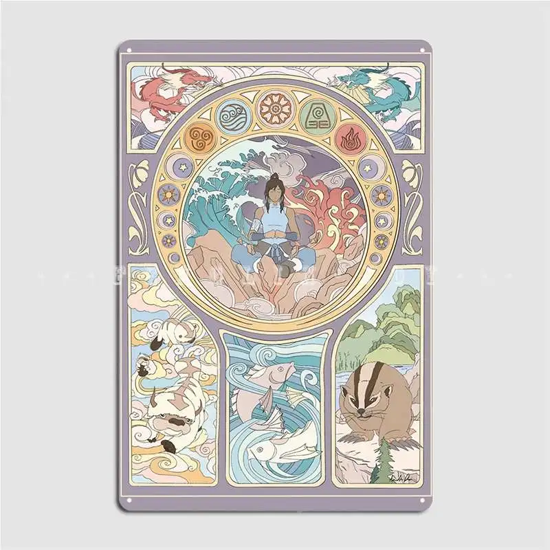 

Korra And Original Benders Art Nouveau Wood Plaque Poster Wall Pub Bar Cave Designing Wooden Sign Posters