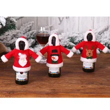 3 шт. Милая Рождественская бутылка вина свитер одежда Рождество с Санта-Клаусом и оленем с принтом снеговика форма красное вино бутылка украшение для рождественской вечеринки