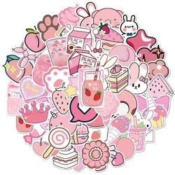 10/30/50 Pcs/pack Rose Style Mignon Autocollants Esthétique pour Bouteilles D'eau Portable à Roulettes Bagages De Voyage De Vélo pour Enfants Adolescents Filles 