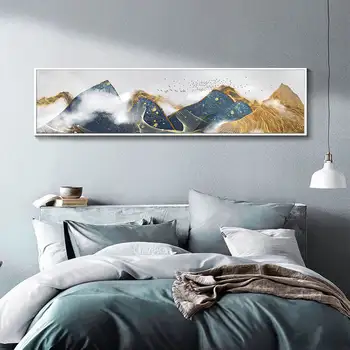 

Blue Gold Mountains And Cloud Scenery Canvas Art Paintings Posters And Prints Decoration For Living Room Study Room Office HD