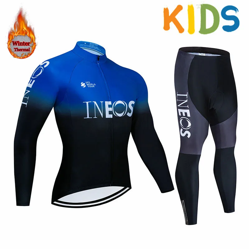 ineos Winter Thermal Fleece Cycling Jerseys Suit Long Sleeve MTB Clothes Cycling Clothing Set Fiets Kleding Kids - Цвет: 2