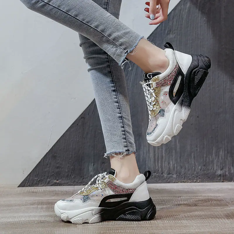 Женские кроссовки с яркими стразами Модные Дизайнерские блестками Размер 10