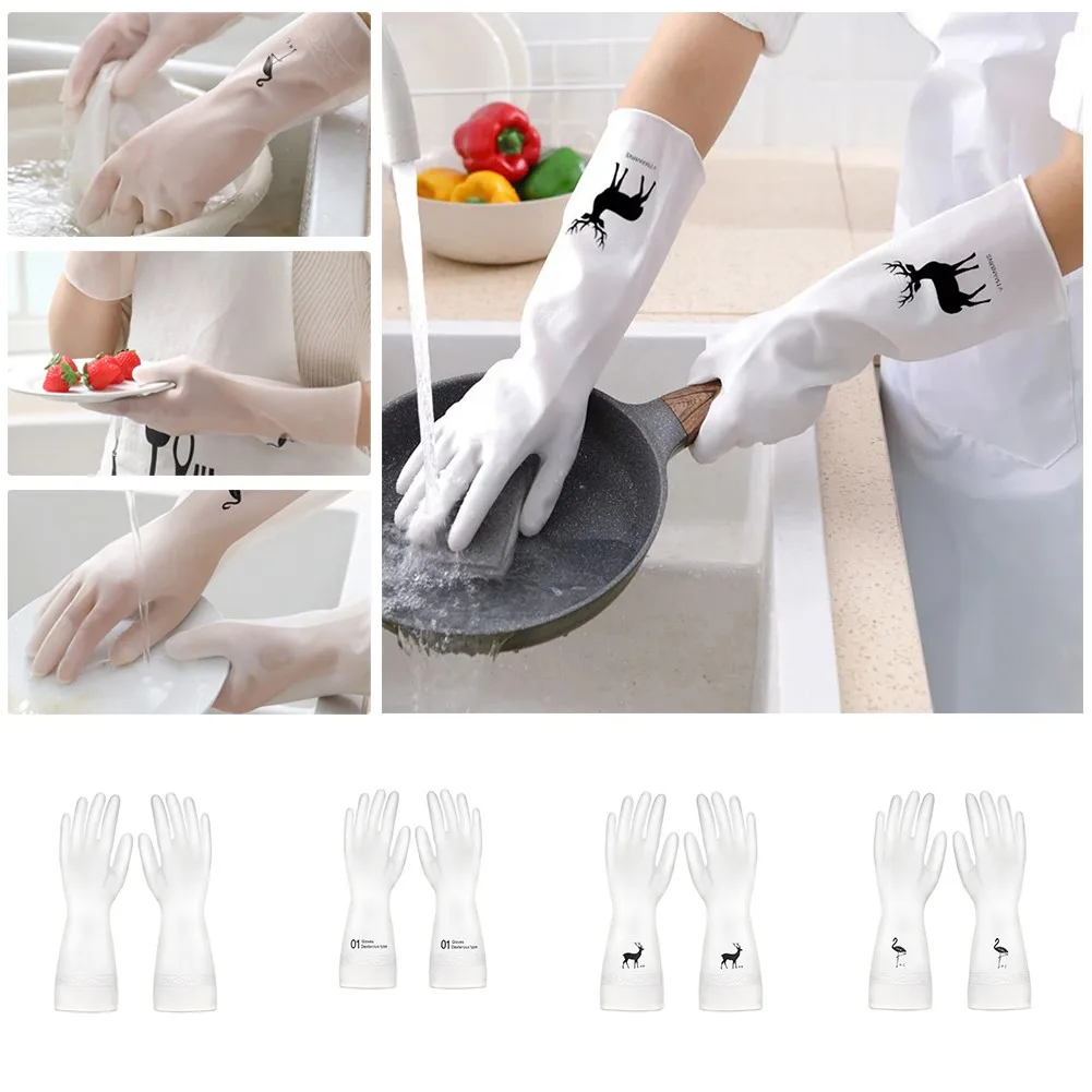 Waterproof Rubber Latex Dishwashing Gloves Kitchen Durable Cleaning